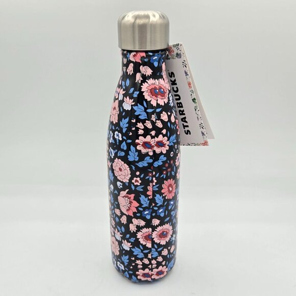 NWT Starbucks Swell Liberty Fabrics 17Oz Water Bottle Noir Blue Floral Print - Picture 3 of 10